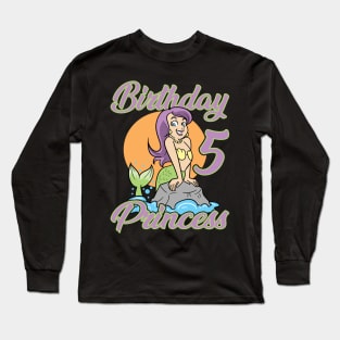 Fifth 5th Birthday Mermaid Princess Long Sleeve T-Shirt